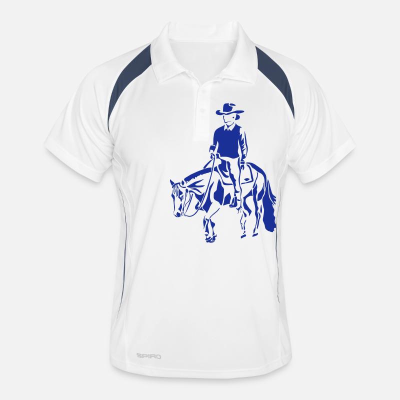 Freizeitpferd Westernreiter - Männer Polo atmungsaktiv - Weiß/Navy