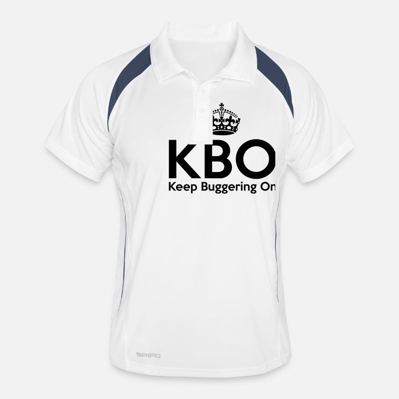 KBO - Keep Buggering on - Männer Polo atmungsaktiv - Weiß/Navy