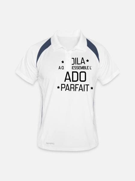 adolescent / enfant / ado / adolescente - Polo respirant Homme - blanc/marine - Devant