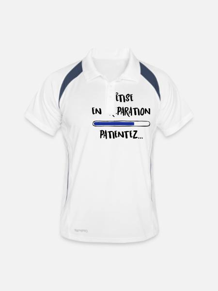 Bêtise en préparation, patientez... - Polo respirant Homme - blanc/marine - Devant