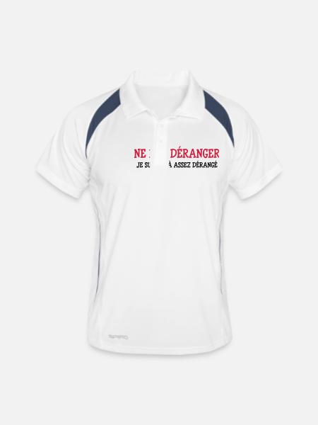 Ne pas Déranger ! - Polo respirant Homme - blanc/marine - Devant