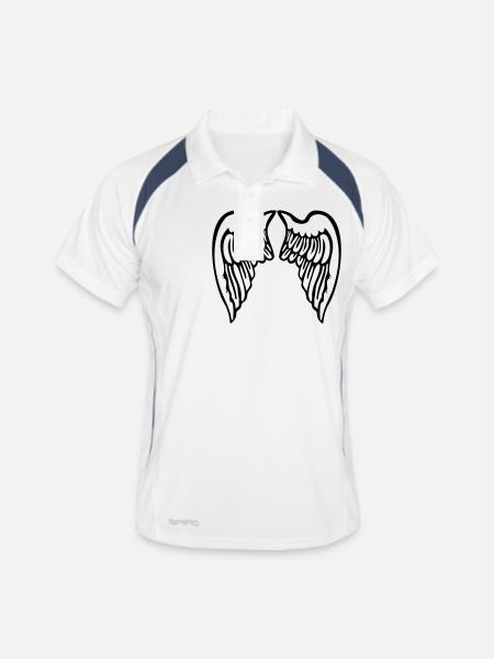 flügel - Männer Polo atmungsaktiv - Weiß/Navy - Vorne