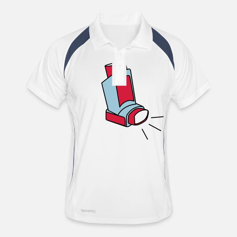 Asthmaspray - Männer Polo atmungsaktiv - Weiß/Navy
