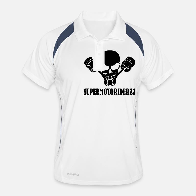 SupermotoRiderZz - Männer Polo atmungsaktiv - Weiß/Navy