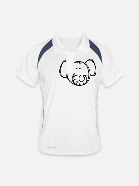 Elefant Zeichnung - Männer Polo atmungsaktiv - Weiß/Navy - Vorne
