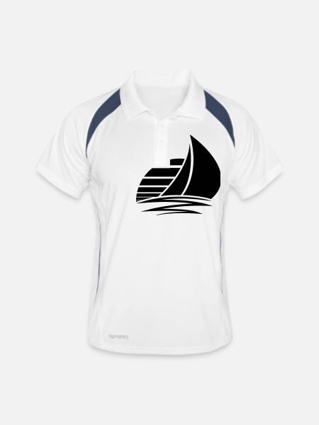 soleil voile logo conception bateau à voile bateau - Polo respirant Homme - blanc/marine - Devant