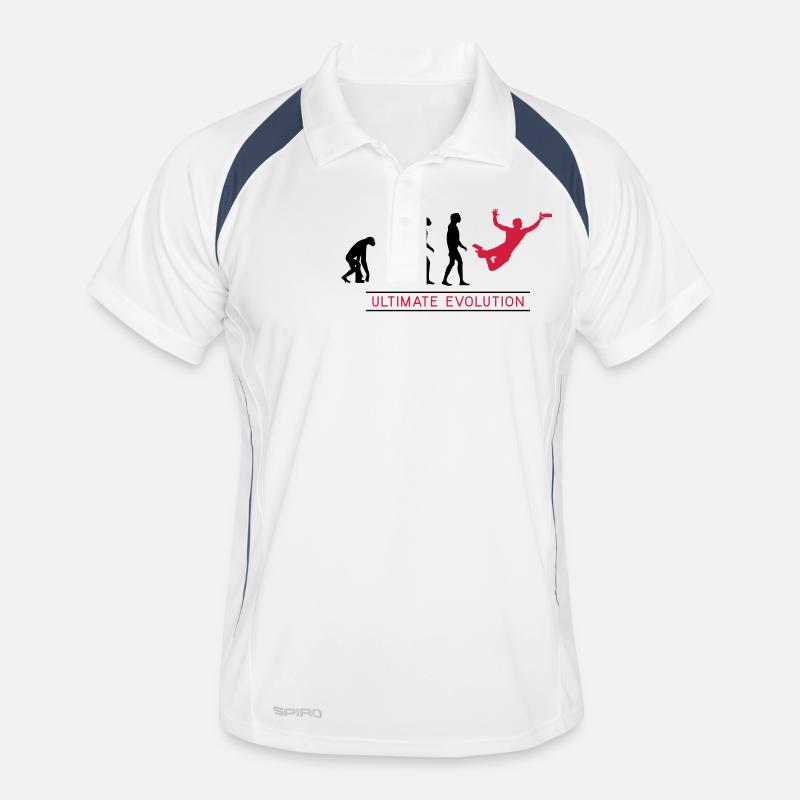Ultimate Frisbee Evolution - Männer Polo atmungsaktiv - Weiß/Navy