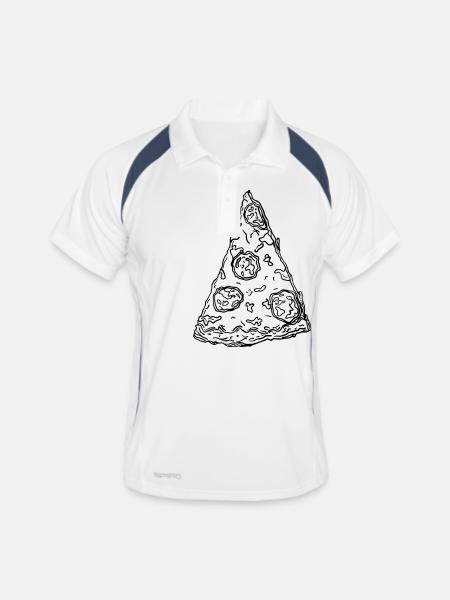 Pizza - Männer Polo atmungsaktiv - Weiß/Navy - Vorne