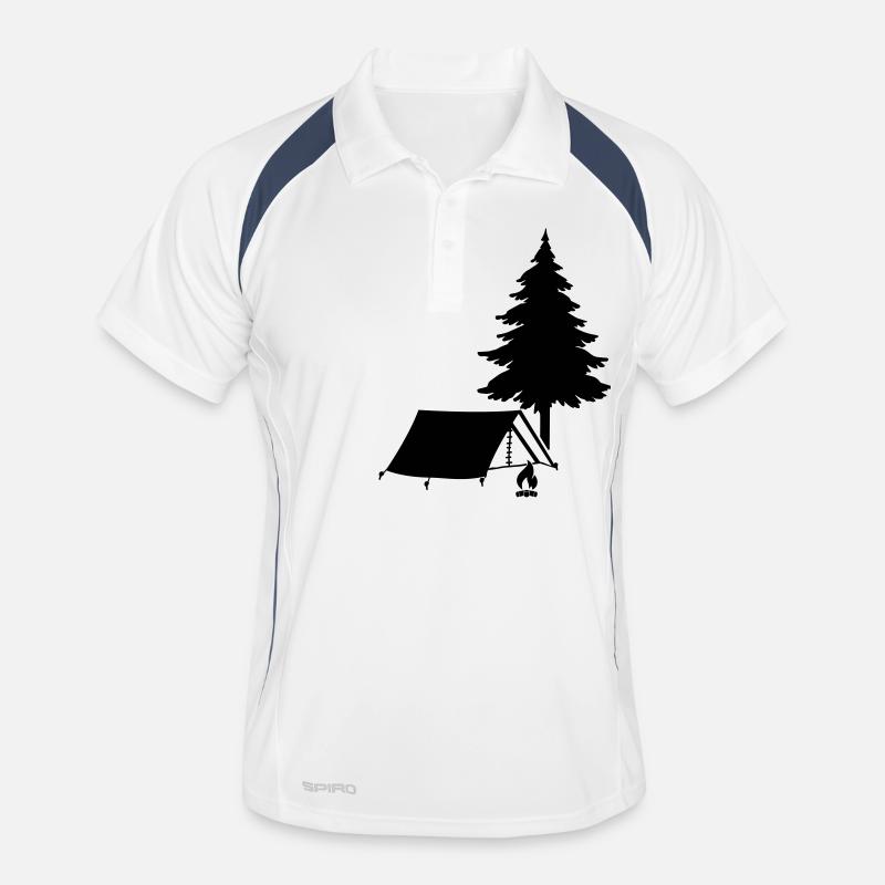 Campingplatz - Männer Polo atmungsaktiv - Weiß/Navy