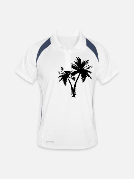 palm trees - Männer Polo atmungsaktiv - Weiß/Navy - Vorne
