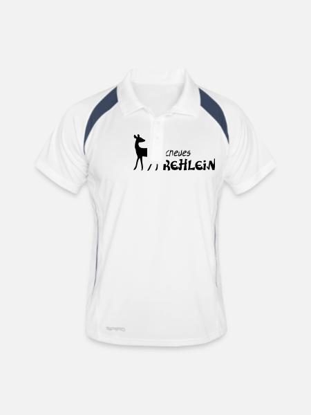 Reh Rehlein scheu scheues kitz rehkitz wild tier - Männer Polo atmungsaktiv - Weiß/Navy - Vorne