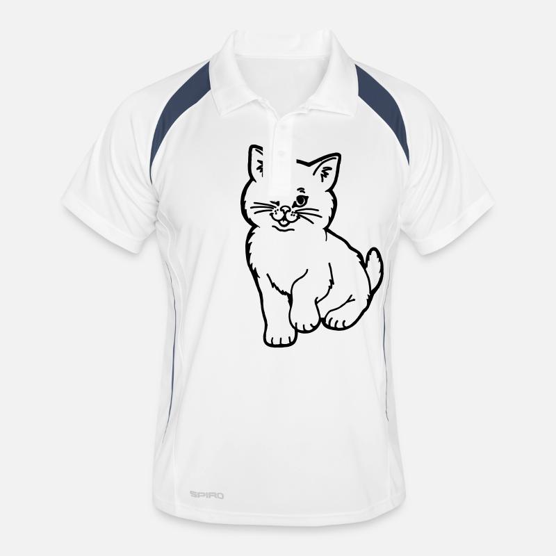 kitten - Männer Polo atmungsaktiv - Weiß/Navy