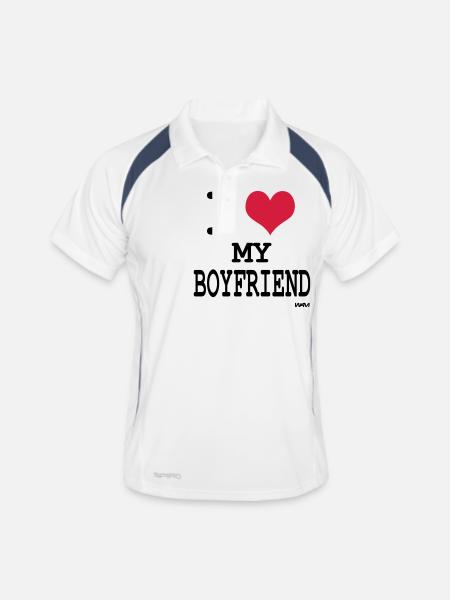 j'aime mon ami par wam - Polo respirant Homme - blanc/marine - Devant