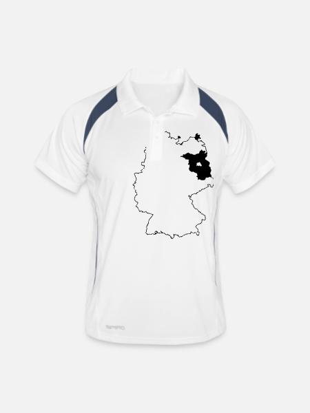 brandenburg - Männer Polo atmungsaktiv - Weiß/Navy - Vorne