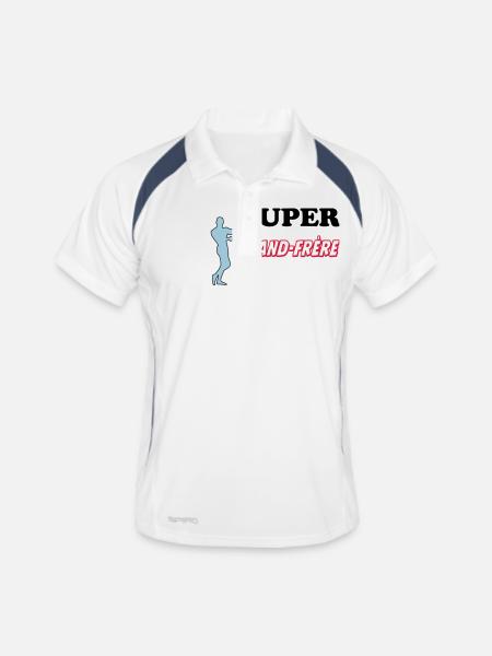 SUPER Grand Frère - Polo respirant Homme - blanc/marine - Devant