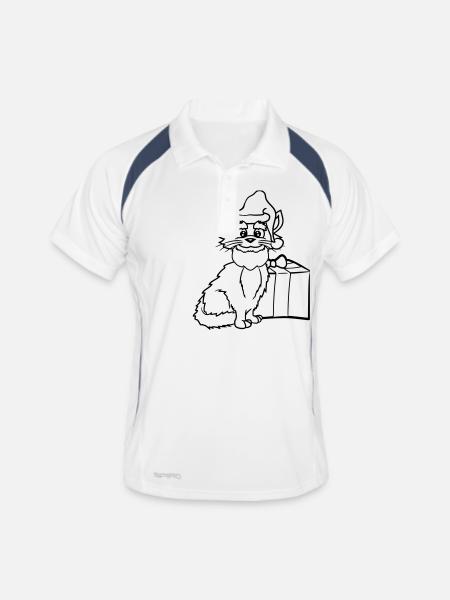 Santa Claus Cat Winter Christmas Gift - Men's Polo breathable - white/navy - Front