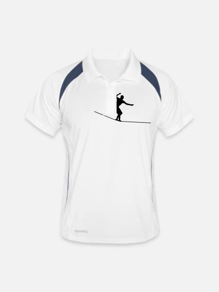 Slackline - Männer Polo atmungsaktiv - Weiß/Navy - Vorne