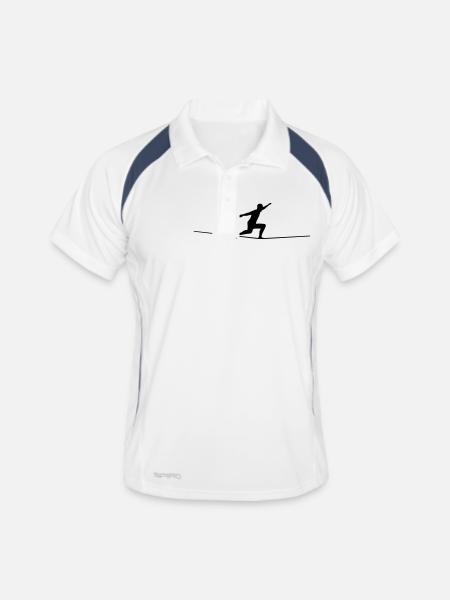Slackline - Männer Polo atmungsaktiv - Weiß/Navy - Vorne
