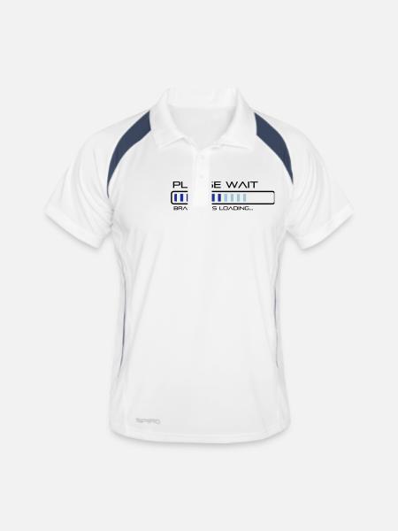 Please Wait - Brain.exe is loading. - Polo respirant Homme - blanc/marine - Devant
