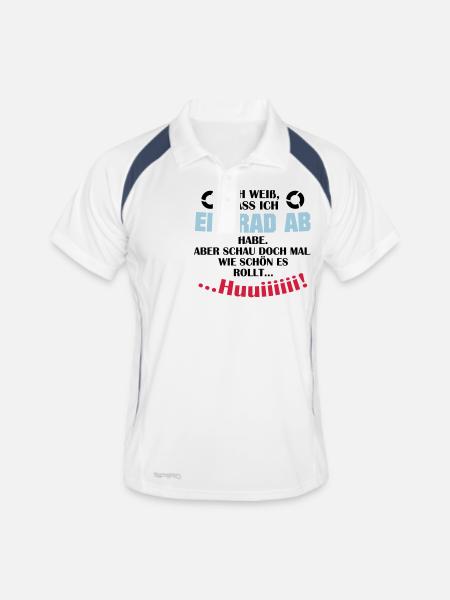 Ein Rad ab - Männer Polo atmungsaktiv - Weiß/Navy - Vorne