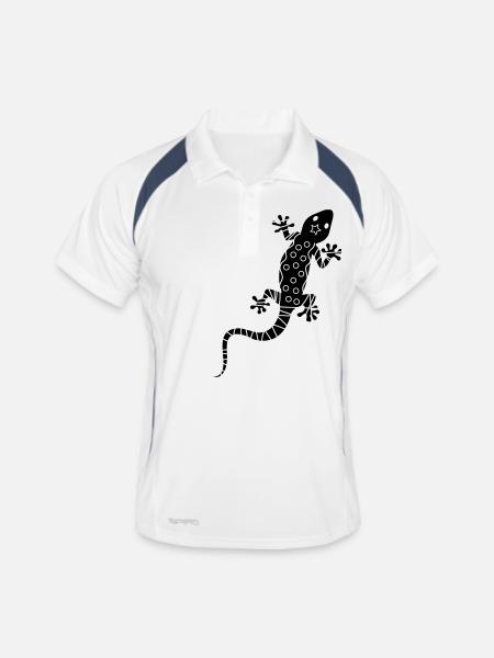 Gecko Reptil - Männer Polo atmungsaktiv - Weiß/Navy - Vorne