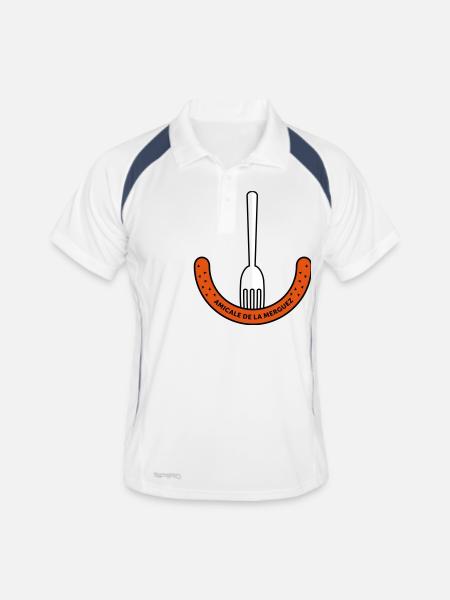 Amicale de la Merguez - Polo respirant Homme - blanc/marine - Devant