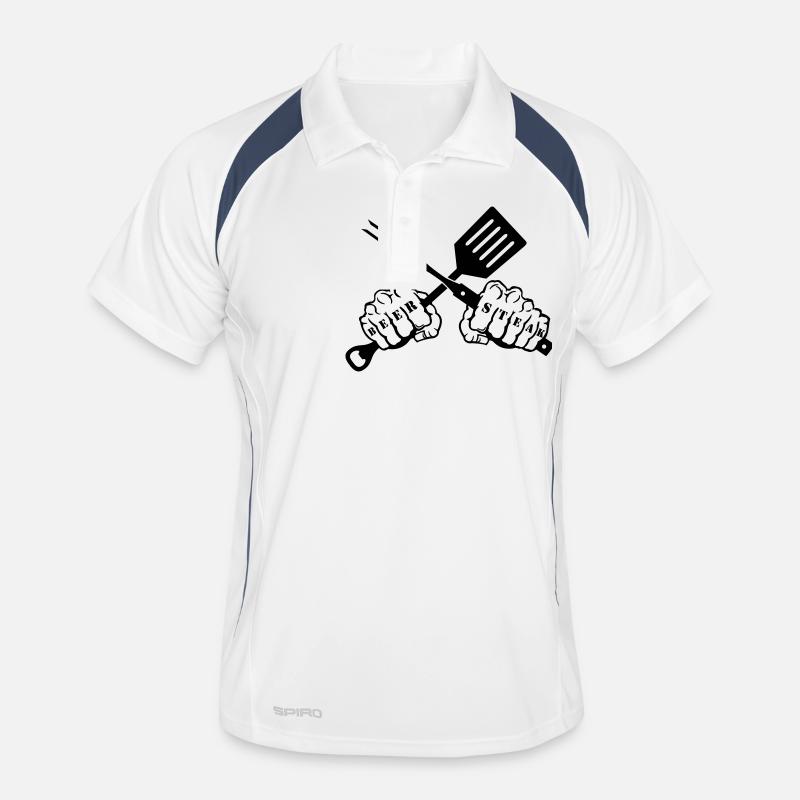 beer & steak - Männer Polo atmungsaktiv - Weiß/Navy