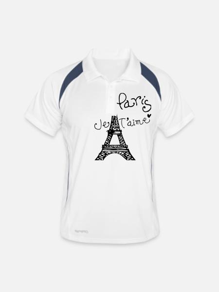 Paris Je T'aime Tour Eiffel - Polo respirant Homme - blanc/marine - Devant