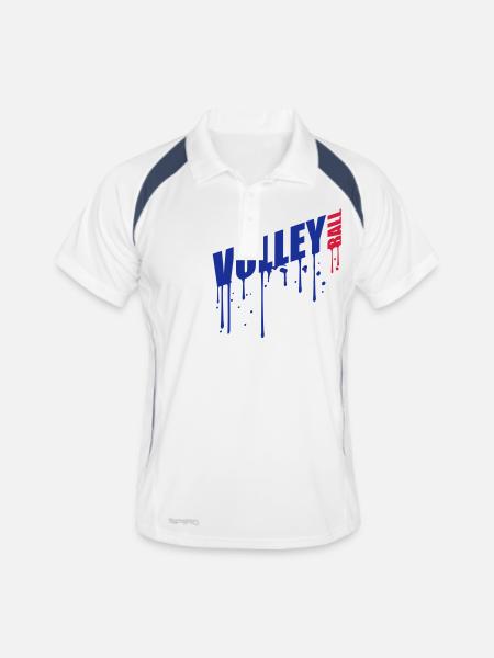 text cool serve cool volleyball round circle ball - Men's Polo breathable - white/navy - Front