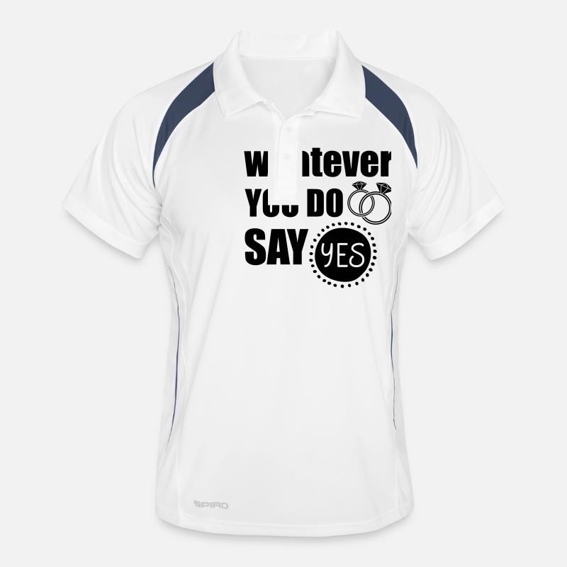 Heiratsantrag - Männer Polo atmungsaktiv - Weiß/Navy