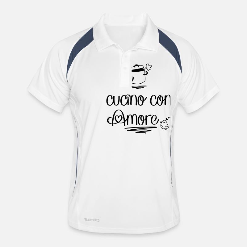 Kochen mit liebe - Männer Polo atmungsaktiv - Weiß/Navy