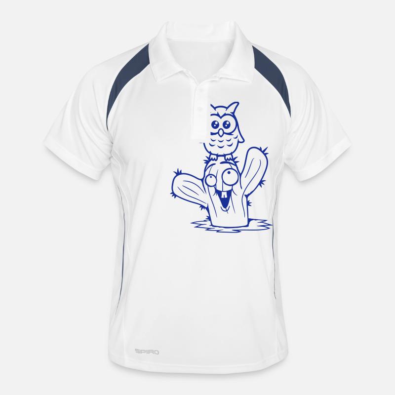 Eule Kaktus Wüste 2 Freunde glücklich Team Cartoon Männer Polo atmungsaktiv