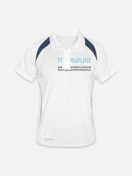 trbpnpure - geocacher - Männer Polo atmungsaktiv - Weiß/Navy - Vorne