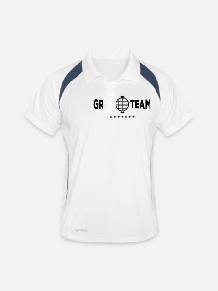 grill team - Männer Polo atmungsaktiv - Weiß/Navy - Vorne