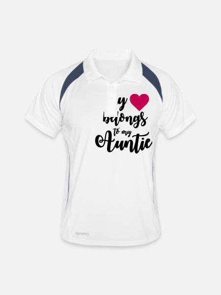 My heart belongs to my Auntie - Männer Polo atmungsaktiv - Weiß/Navy - Vorne