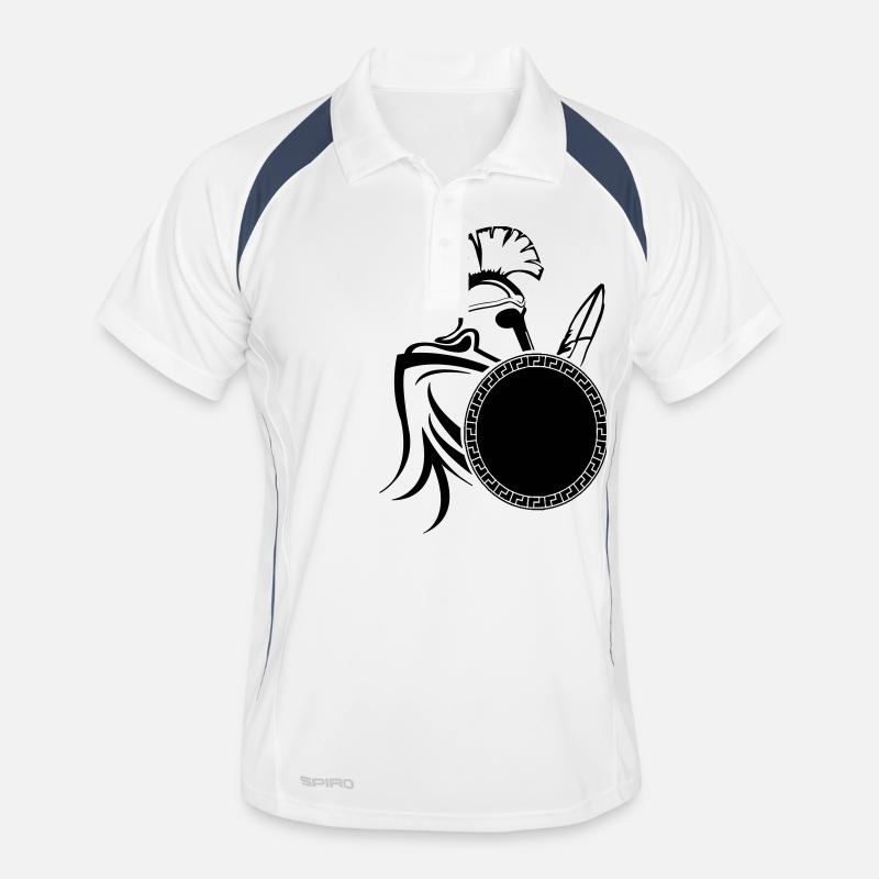 spartaner_01 - Männer Polo atmungsaktiv - Weiß/Navy