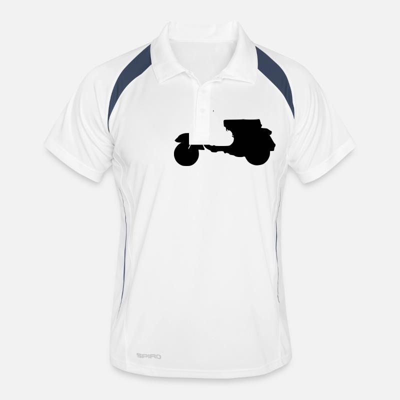 Großer Roller by designflash.de - Männer Polo atmungsaktiv - Weiß/Navy