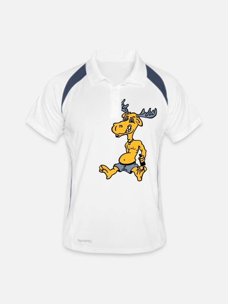 Elch - Männer Polo atmungsaktiv - Weiß/Navy - Vorne