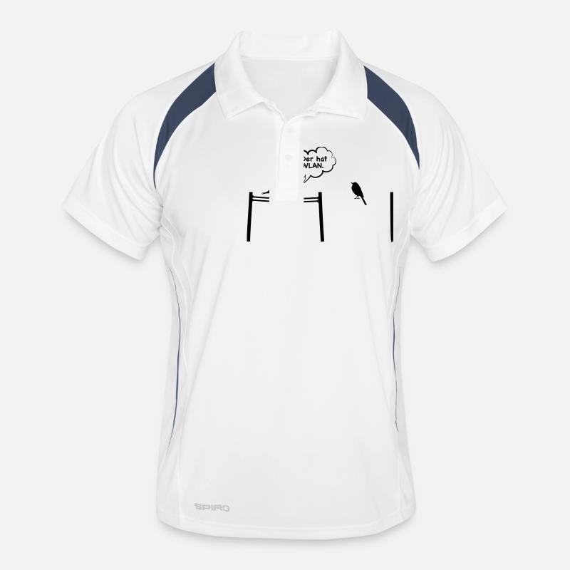 Vogel WLAN Stromleitung wifi Kabel Internet Männer Polo atmungsaktiv