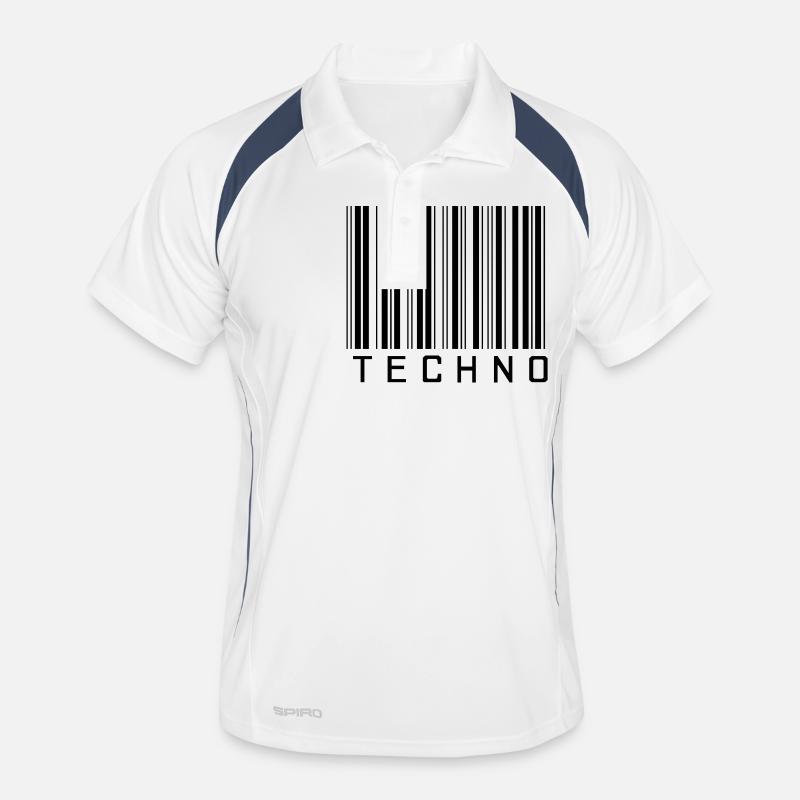 Techno Barcode - Männer Polo atmungsaktiv - Weiß/Navy