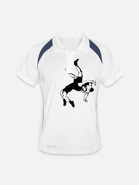 Ringer - Männer Polo atmungsaktiv - Weiß/Navy - Vorne