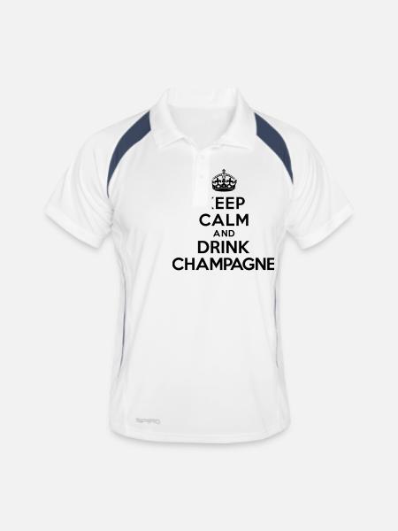 Bewahren Sie Ruhe und trinken - Männer Polo atmungsaktiv - Weiß/Navy - Vorne
