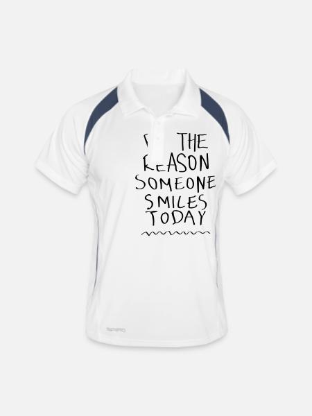 Be The Reason Someone Smiles Today - Männer Polo atmungsaktiv - Weiß/Navy - Vorne