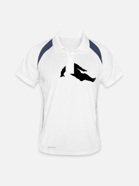 Wintersport - Snowboarder - Männer Polo atmungsaktiv - Weiß/Navy - Vorne
