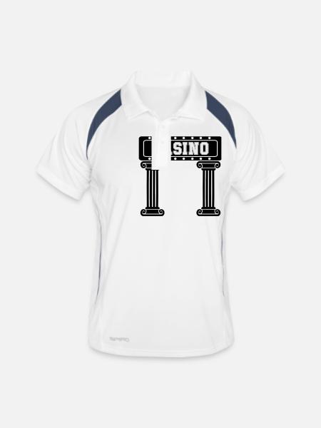 casino vegas säule - Männer Polo atmungsaktiv - Weiß/Navy - Vorne