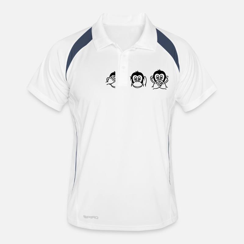 Affen - Männer Polo atmungsaktiv - Weiß/Navy