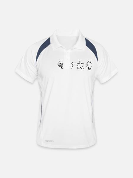 Meeresboden Muscheln Seestern - Männer Polo atmungsaktiv - Weiß/Navy - Vorne