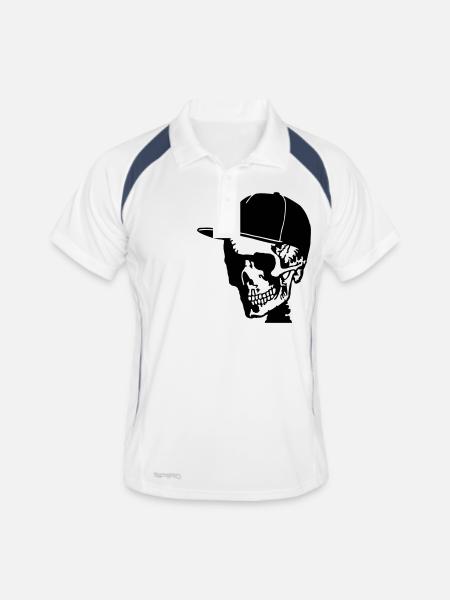 skull with cappy - Männer Polo atmungsaktiv - Weiß/Navy - Vorne