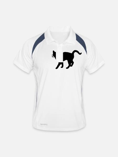 katze - Männer Polo atmungsaktiv - Weiß/Navy - Vorne