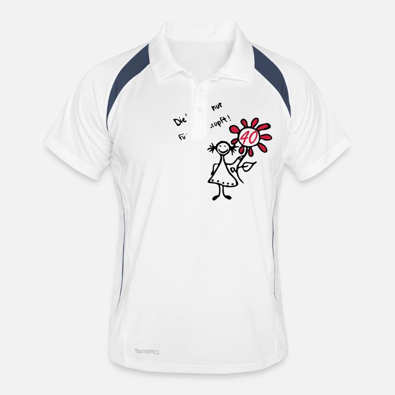 Geburtstag Birthday 40. - Strichmännchen Blume Männer Polo atmungsaktiv
